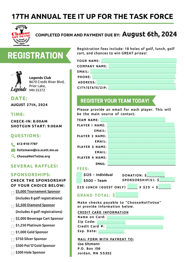 17th Annual Tee It Up For The Task Force   Golf Tournament Registration screenshot
