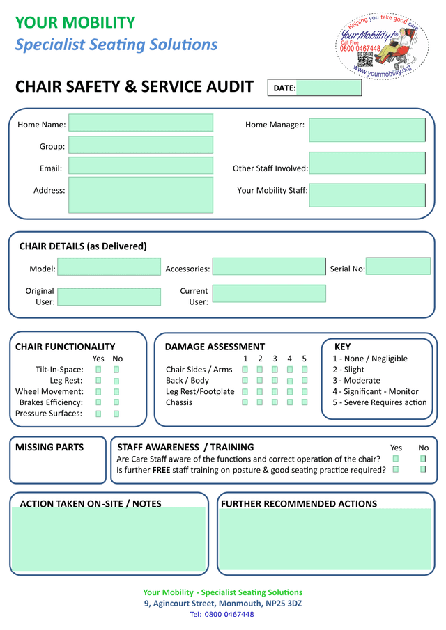 Chair Safety  Service Audit screenshot