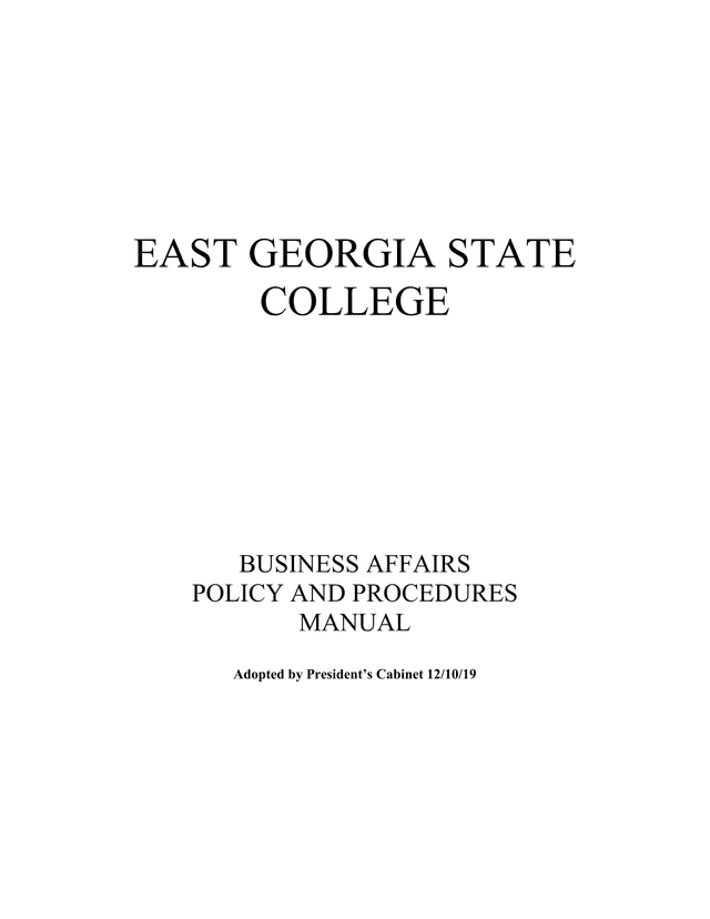 East Georgia State College Business Affairs Policy And Procedures Manual screenshot