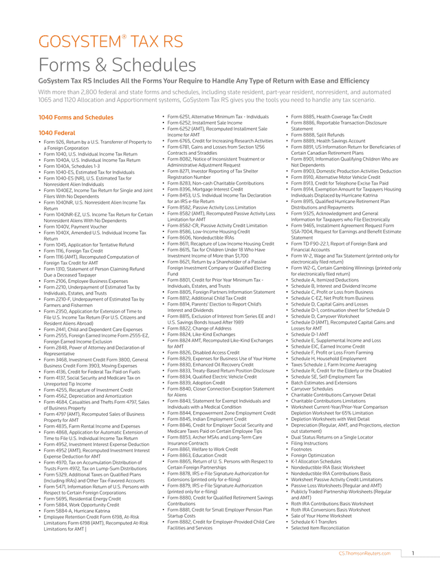 1040 Forms And Schedules screenshot