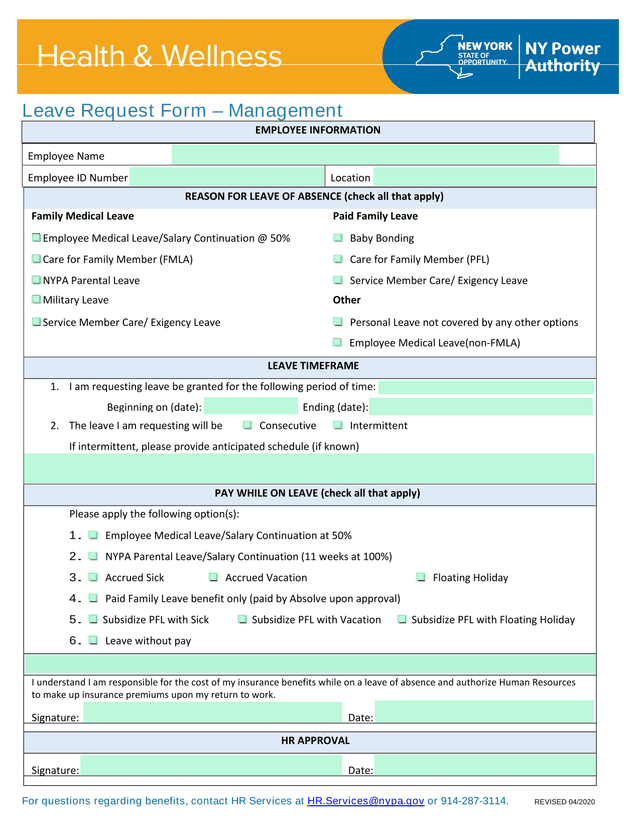 Leave Request Form  Management screenshot