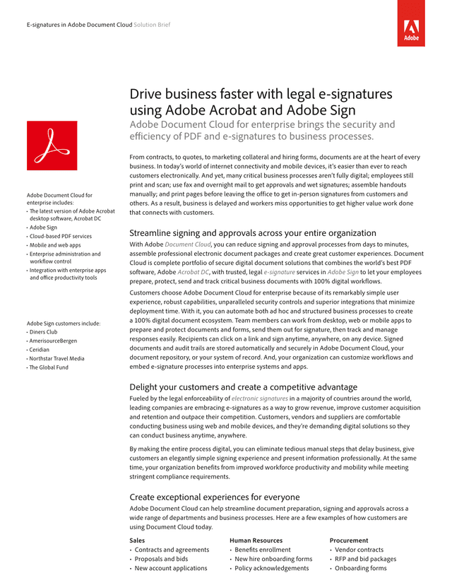 E Signatures In Adobe Document Cloud Solution Brief screenshot