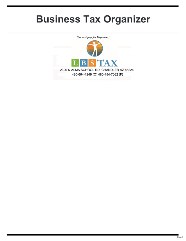 LLC Tax Organizer screenshot