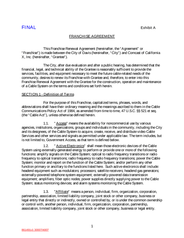 Franchise Renewal Agreement screenshot