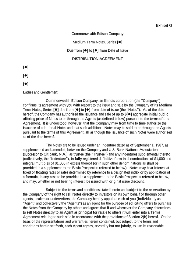 Distribution Agreement For Medium Term Notes screenshot