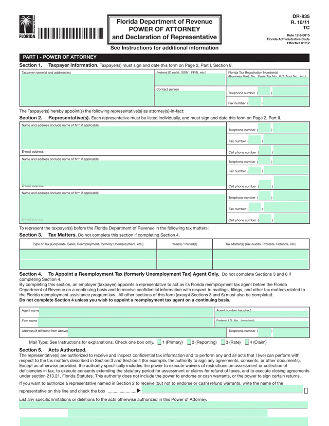 POWER OF ATTORNEY And Declaration Of Representative screenshot