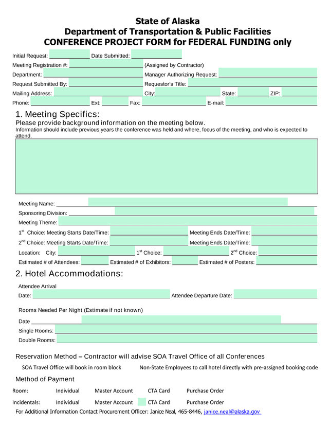 CONFERENCE PROJECT FORM For FEDERAL FUNDING screenshot