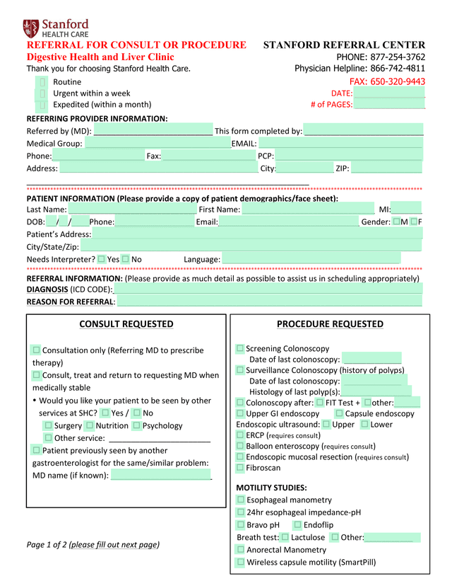 REFERRAL FOR CONSULT OR PROCEDURE screenshot