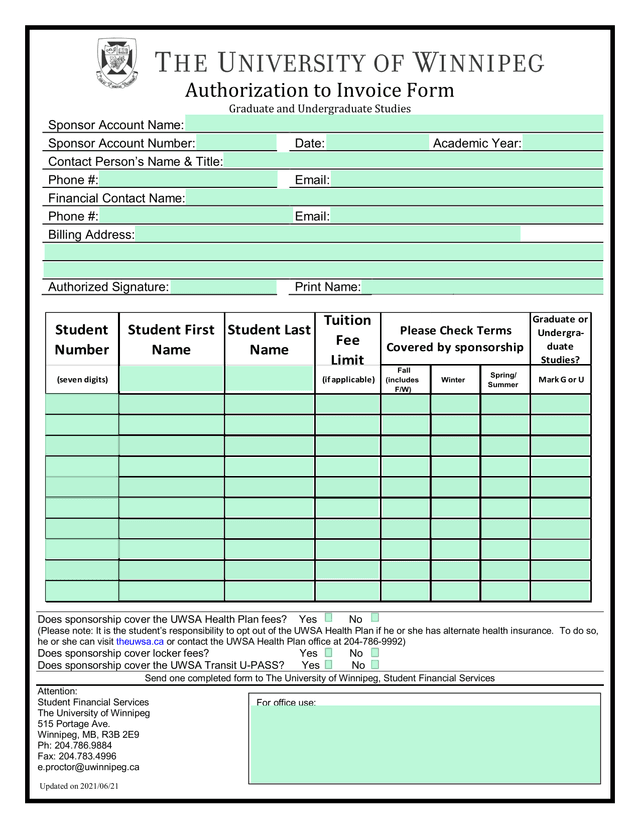 Authorization To Invoice Form screenshot