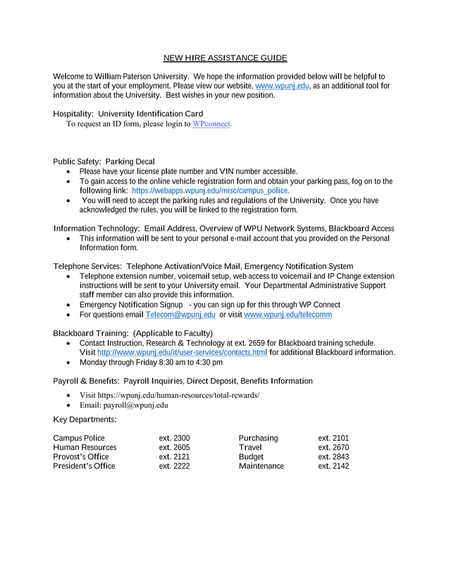 NEW HIRE ASSISTANCE GUIDE screenshot
