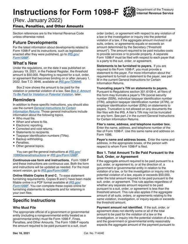 Form 1098 F Instructions screenshot