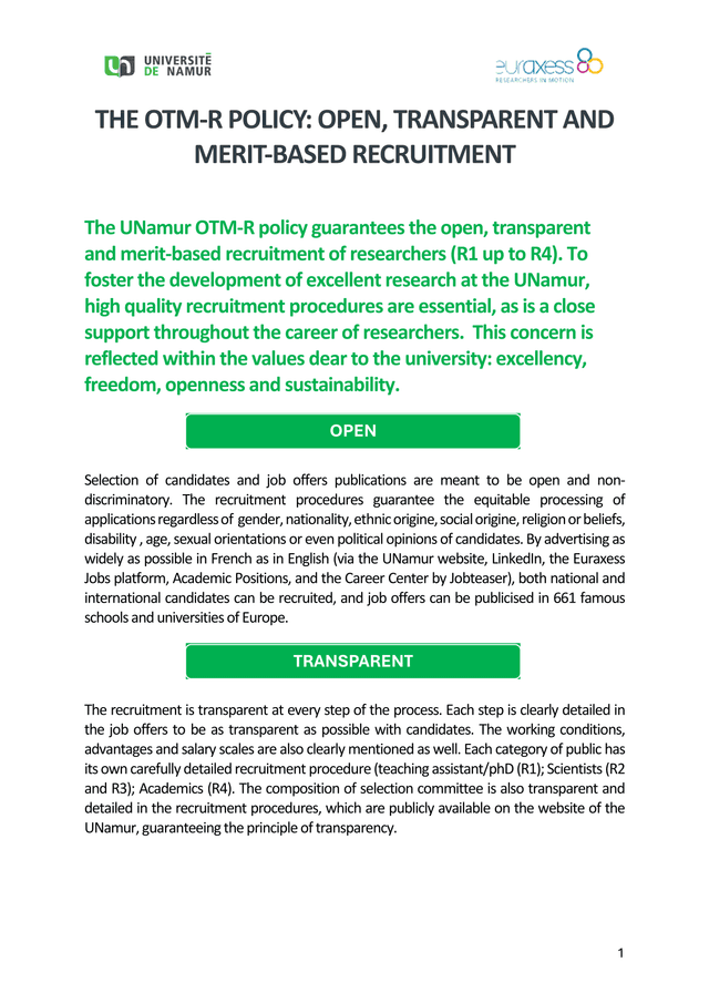 The OTM R Policy Open, Transparent And Merit Based Recruitment screenshot