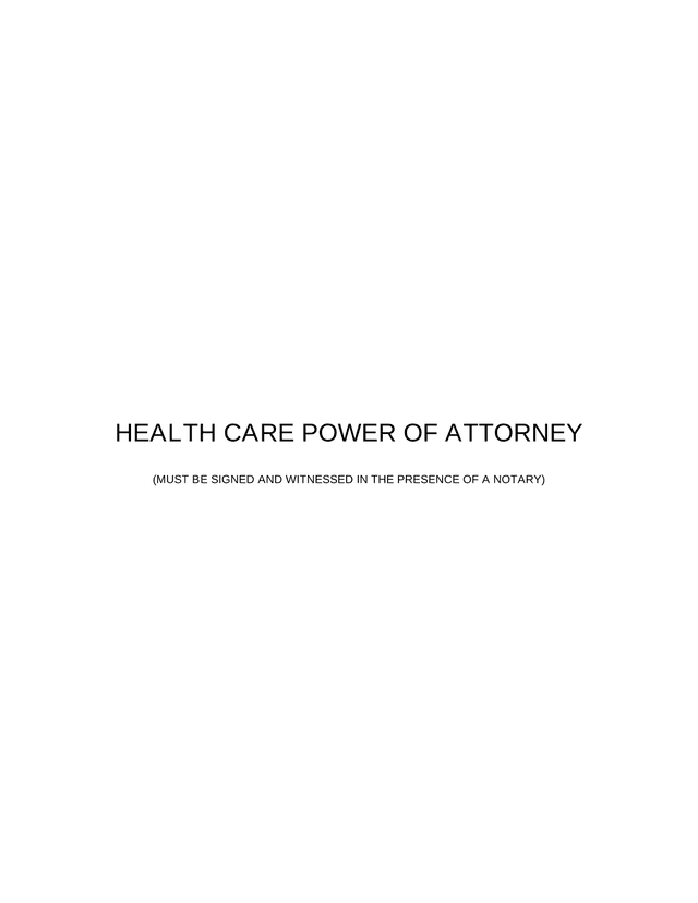 Health Care Power Of Attorney screenshot