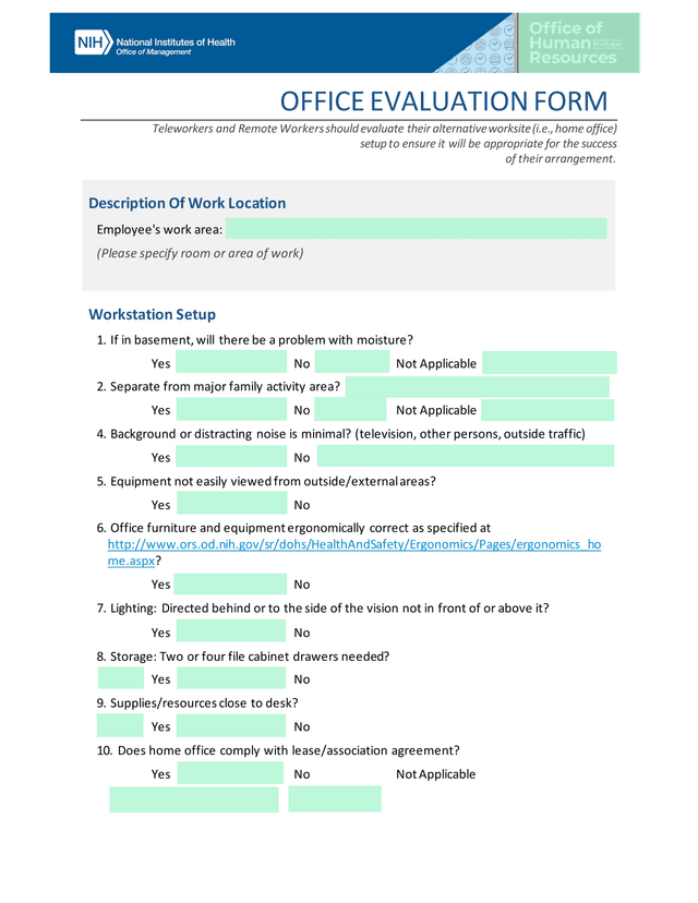 Office Evaluation Form screenshot