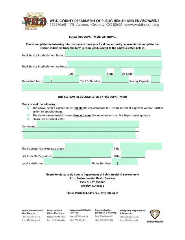 Local Fire Department Approval screenshot
