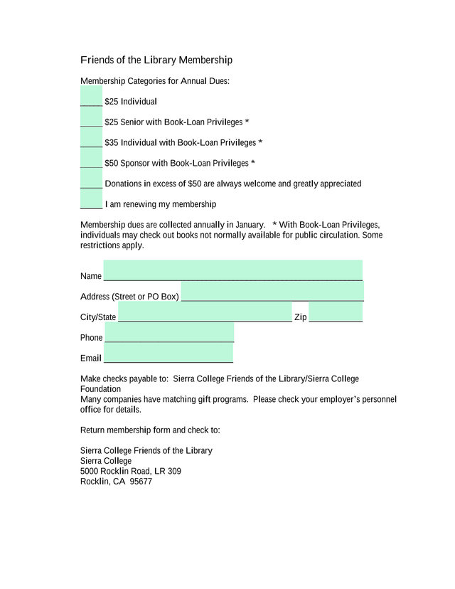 Friends Of The Library Membership screenshot