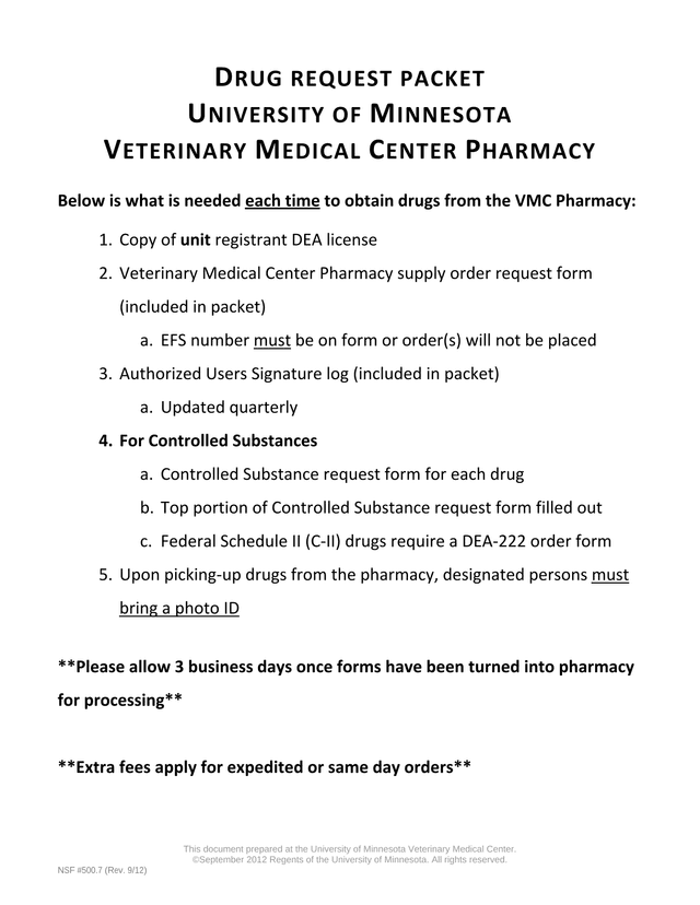 Drug Request Packet screenshot