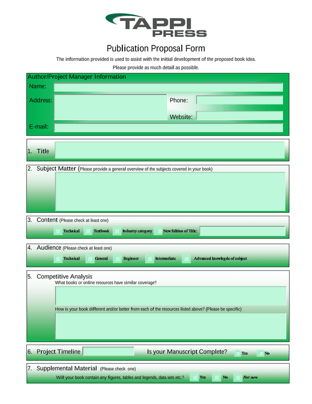 Publication Proposal Form screenshot