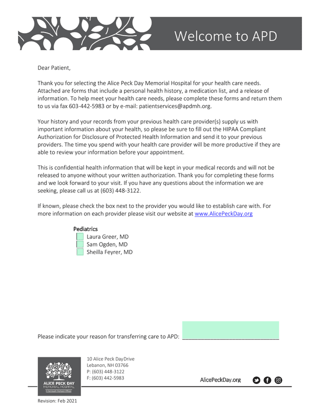 New Patient Intake Form screenshot