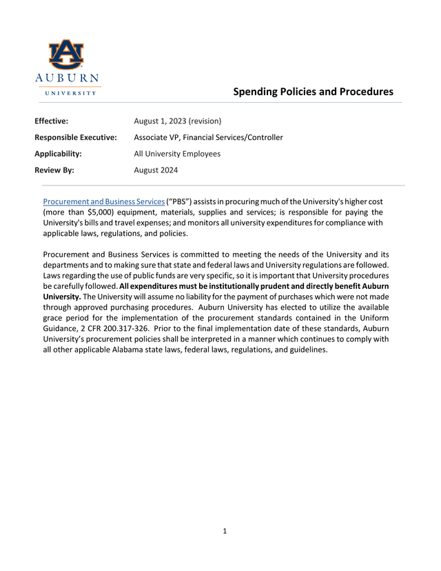 Spending Policies And Procedures screenshot