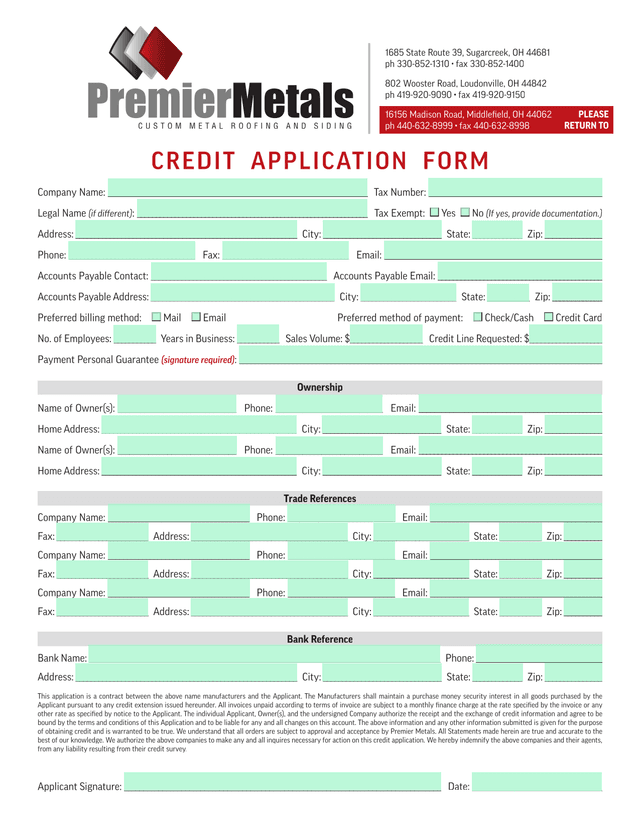 Credit Application screenshot