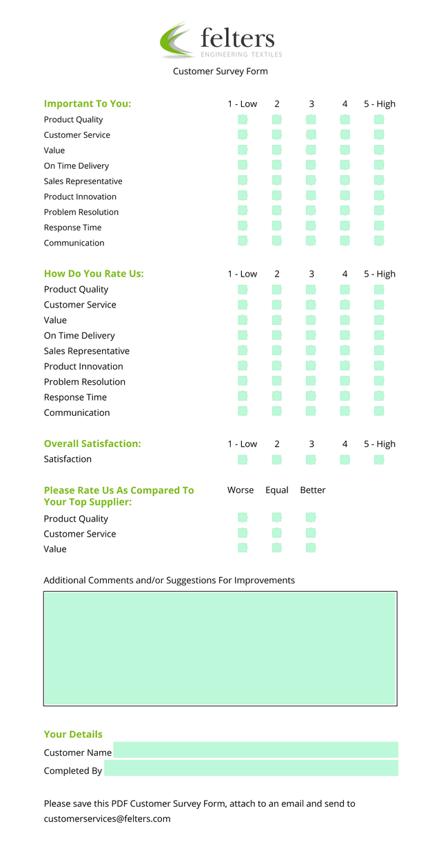 Customer Survey Form screenshot