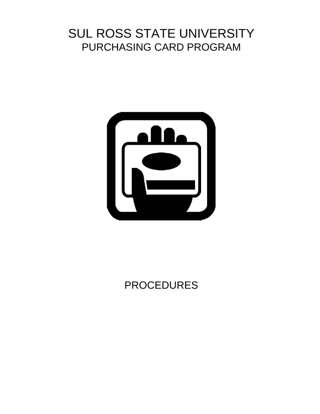 SUL ROSS STATE UNIVERSITY PURCHASING CARD PROGRAM PROCEDURES screenshot