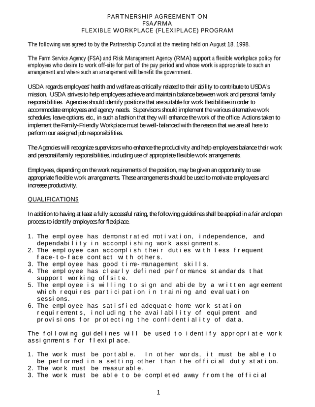 Partnership Agreement On FSARMA Flexible Workplace (Flexiplace) Program screenshot