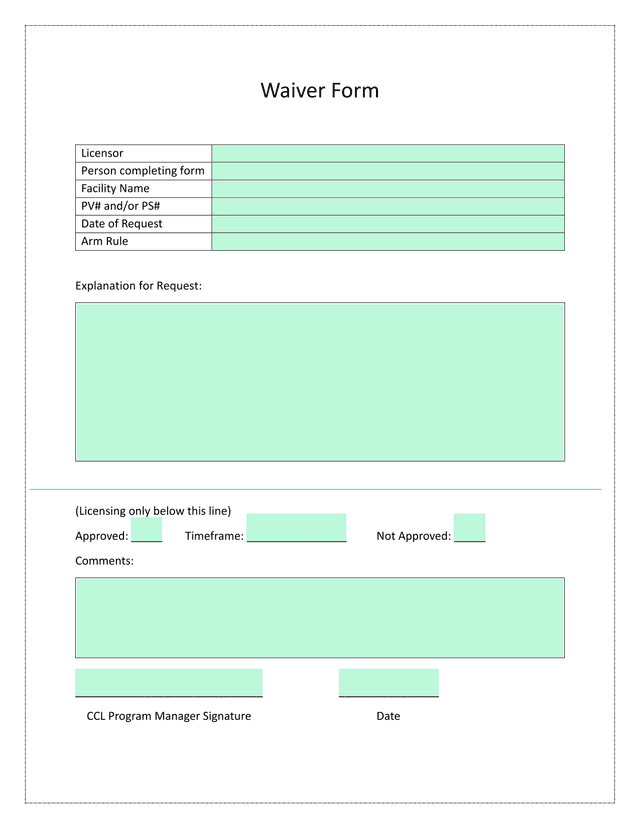 Waiver Form screenshot