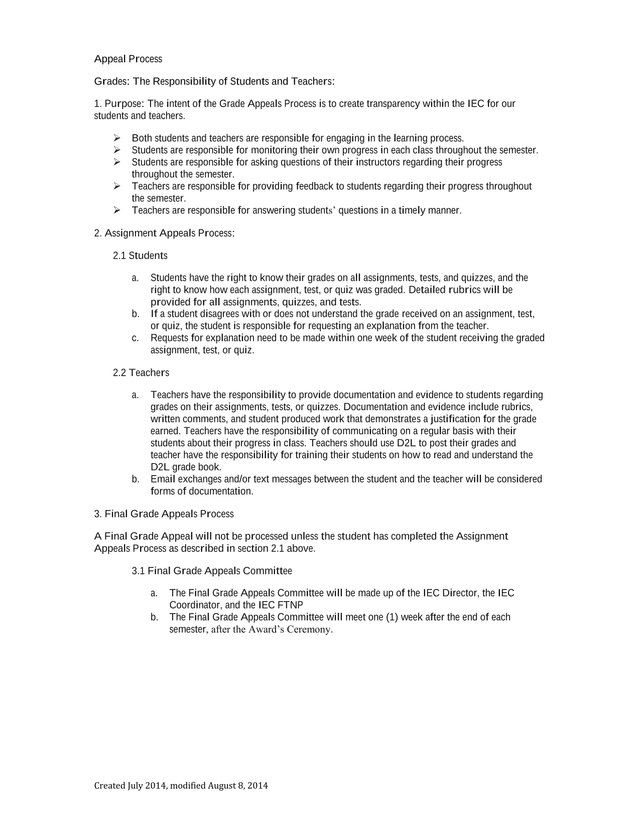 Appeal Process Grades   The Responsibility Of Students And Teachers screenshot