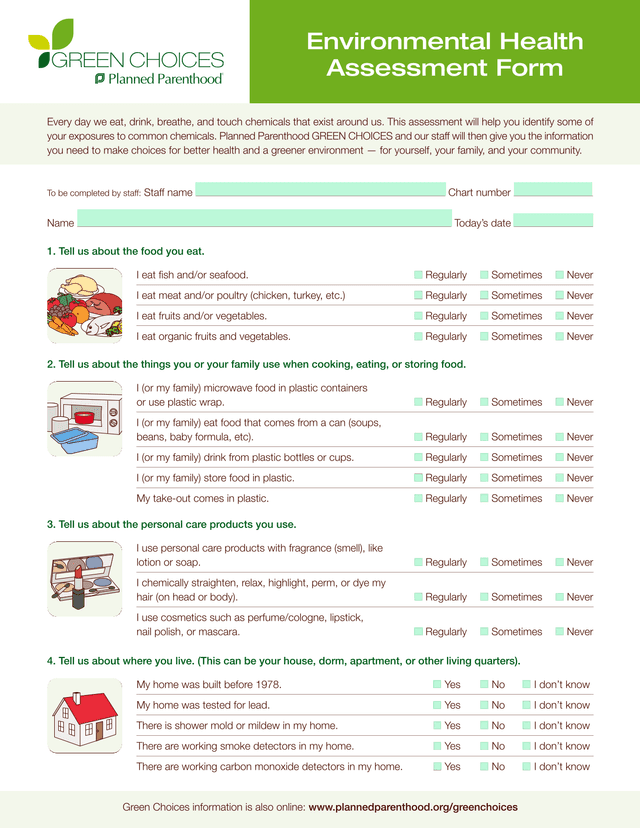 Environmental Health Assessment Form screenshot