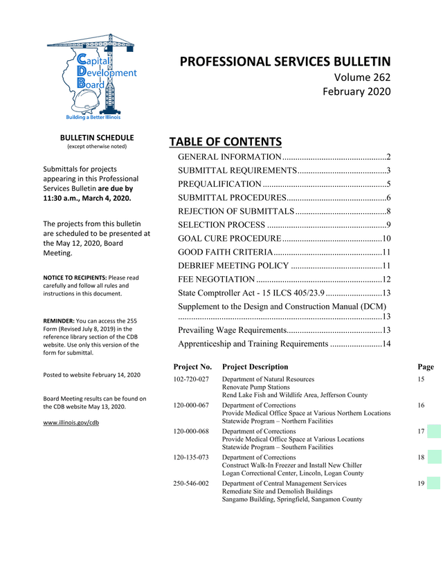 Professional Services Bulletin Volume 262 screenshot
