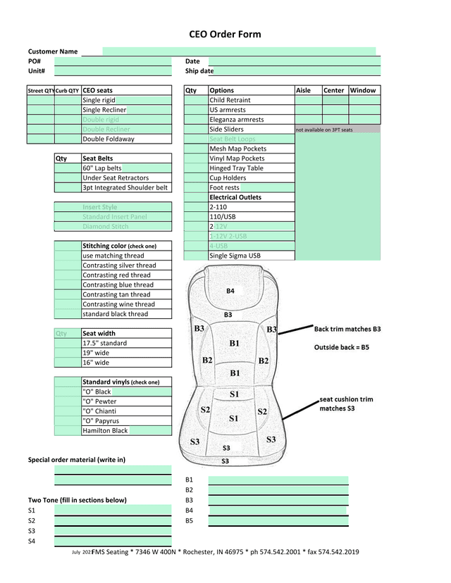 CEO Order Form screenshot