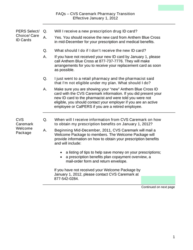 FAQs  CVS Caremark Pharmacy Transition screenshot