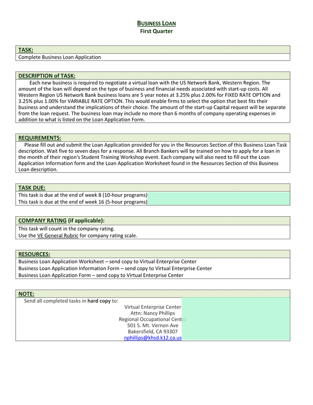 Business Loan Application screenshot