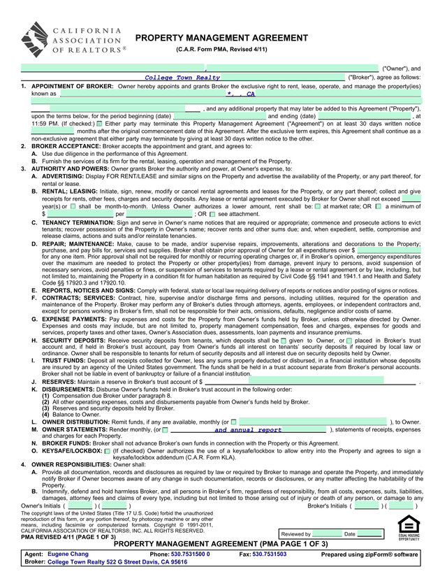 Property Management Agreement screenshot