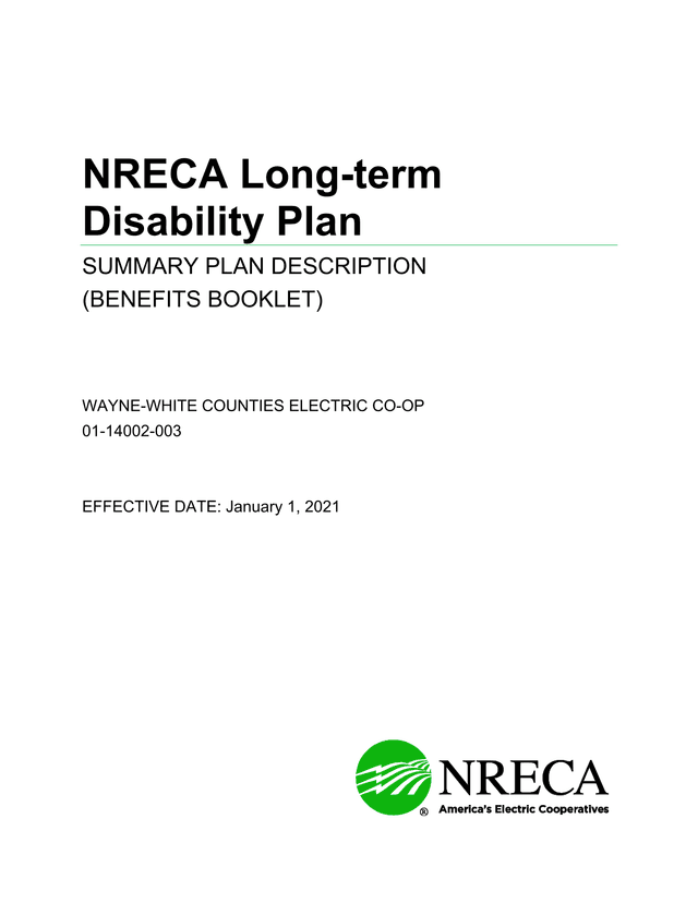NRECA Long Term Disability Plan Summary Plan Description screenshot