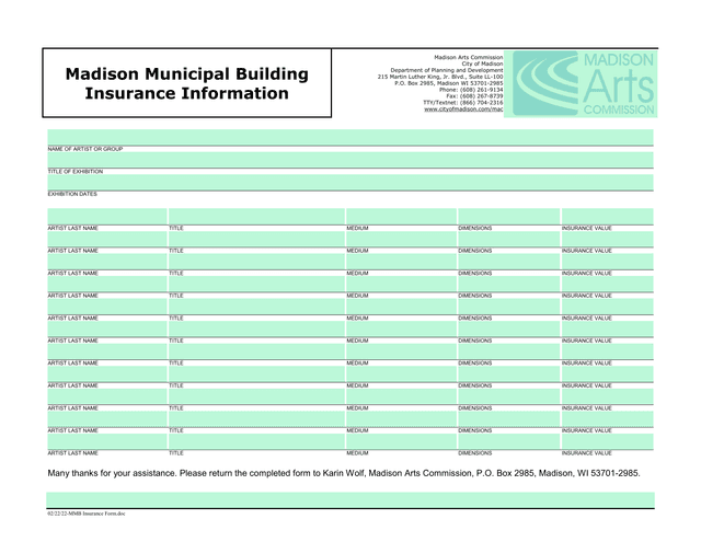 MMB Insurance Form screenshot