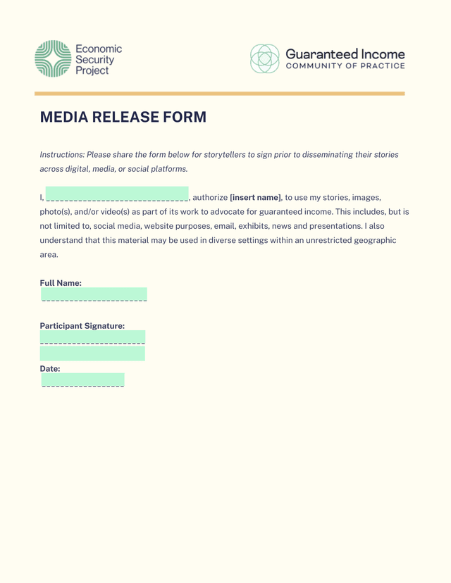 Media Release Form screenshot