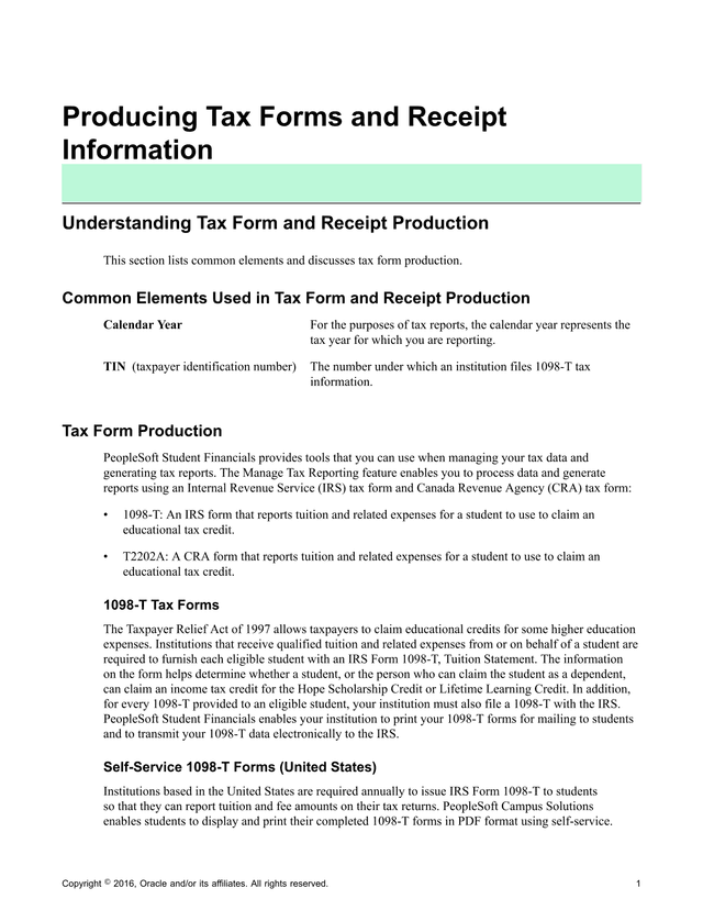 Producing Tax Forms And Receipt Information screenshot