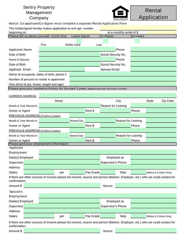 Rental Application screenshot