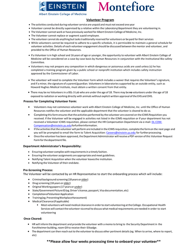 Volunteer Program Guidelines screenshot