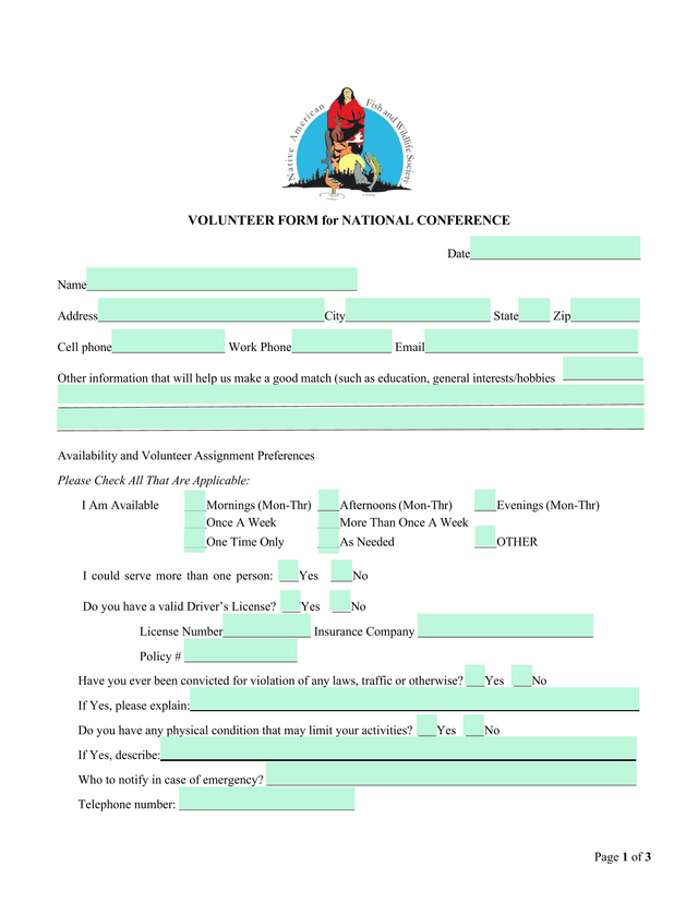 VOLUNTEER FORM For NATIONAL CONFERENCE screenshot