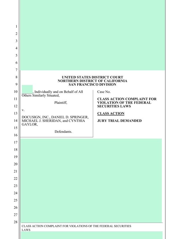 Class Action Complaint For Violations Of The Federal Securities Laws screenshot