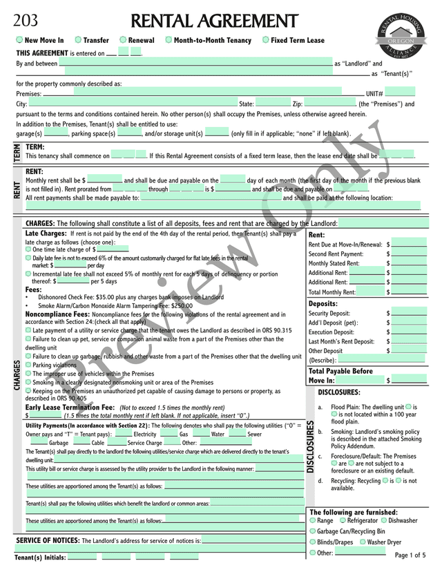 RENTAL AGREEMENT screenshot