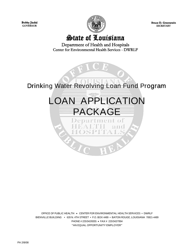 Drinking Water Revolving Loan Fund Program Loan Application Package screenshot