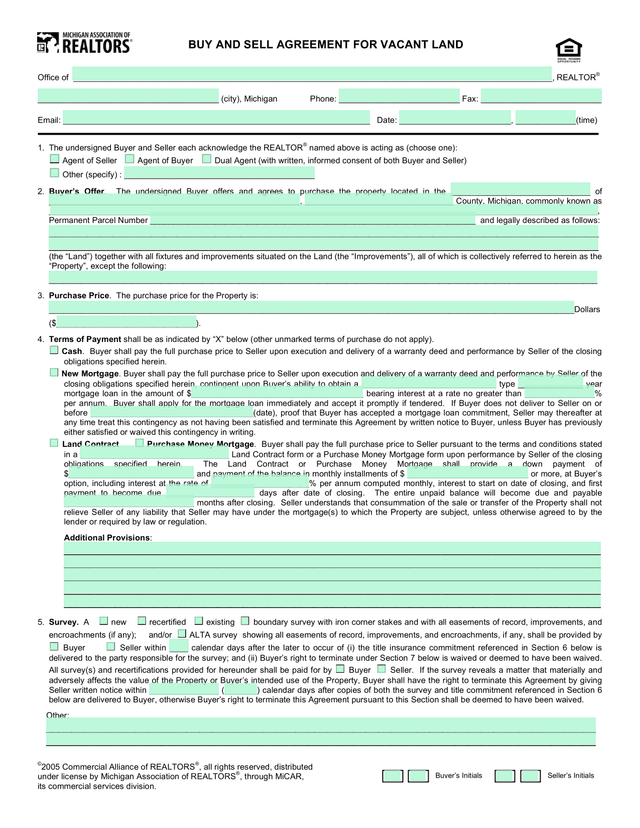 Buy And Sell Agreement For Vacant Land screenshot