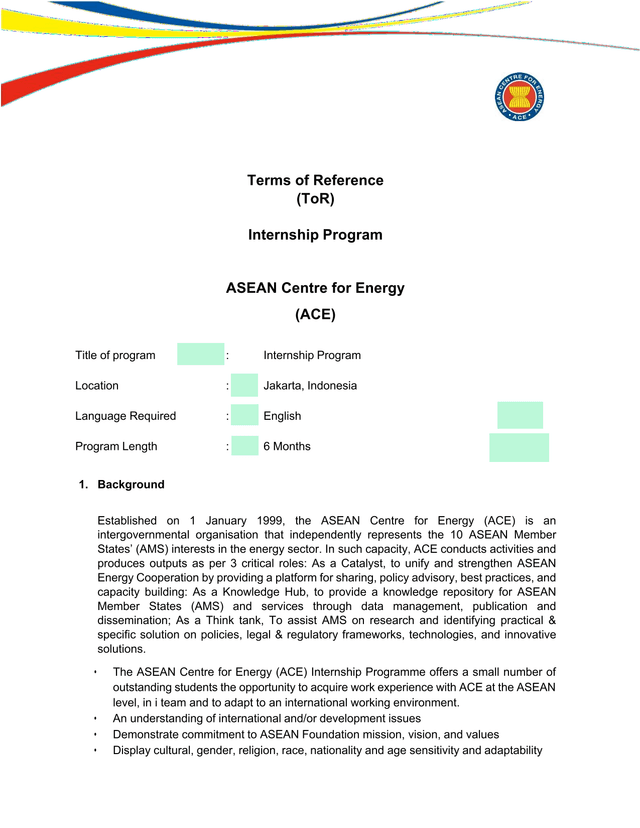Terms Of Reference (ToR)   Internship Program screenshot