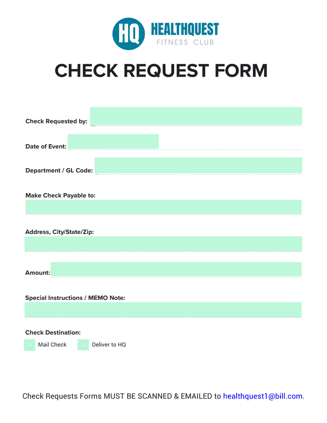 Check Request Form screenshot
