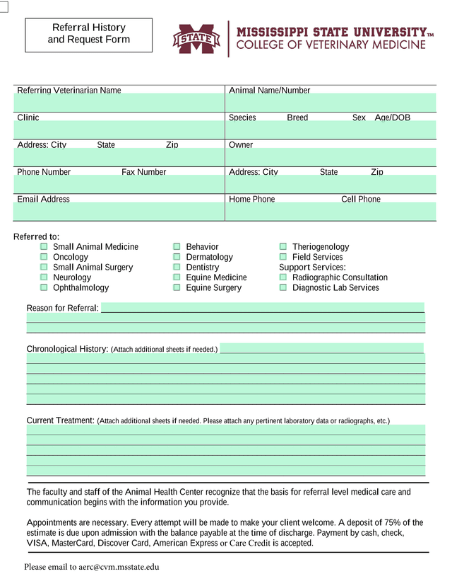 Referral History And Request Form screenshot